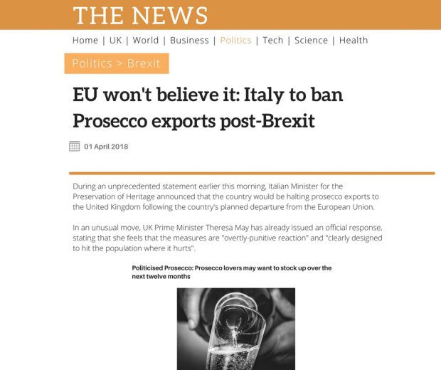 #ProseccoGate News Screenshot
